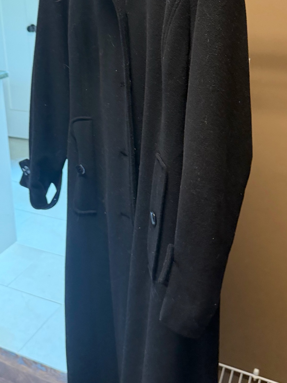 Women’s  Black Long Wool Coat - Classic Overcoat
